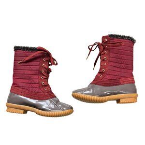 Marc by Marc Jacobs women's duck boots 36 US 6 maroon red gray rubber